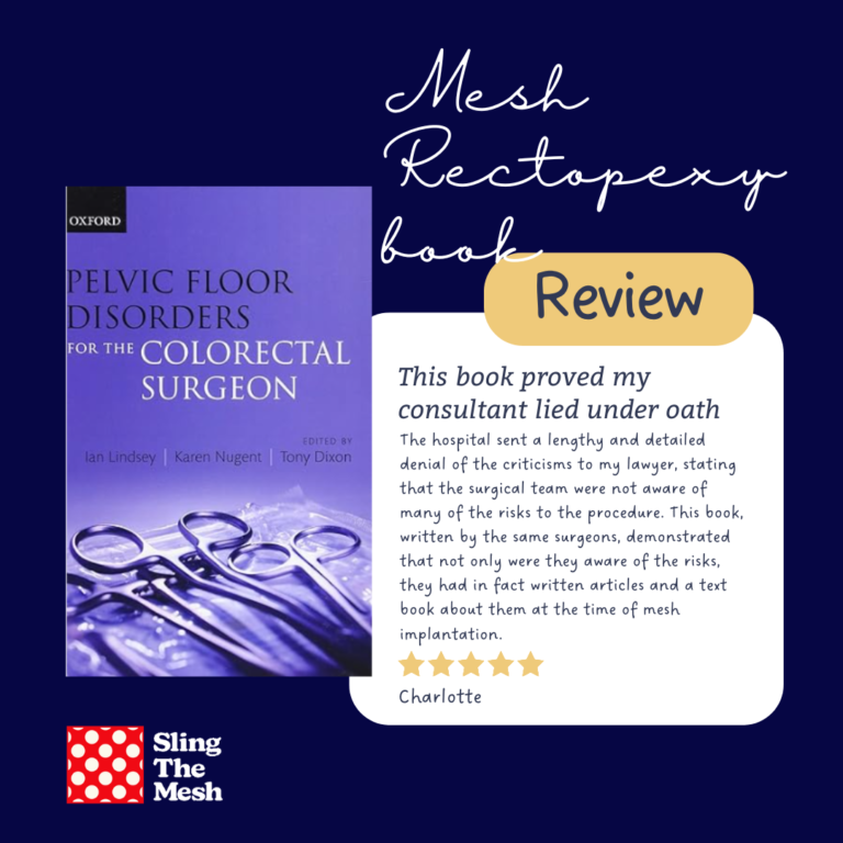 Sling The Mesh book by rectopexy surgeon Ian Lynsey